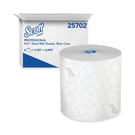 SCOTT Scott Pro Hardwound Paper Towels, 1 Ply, Continuous Roll Sheets, 1,150 ft, White, 6 PK KCC 25702